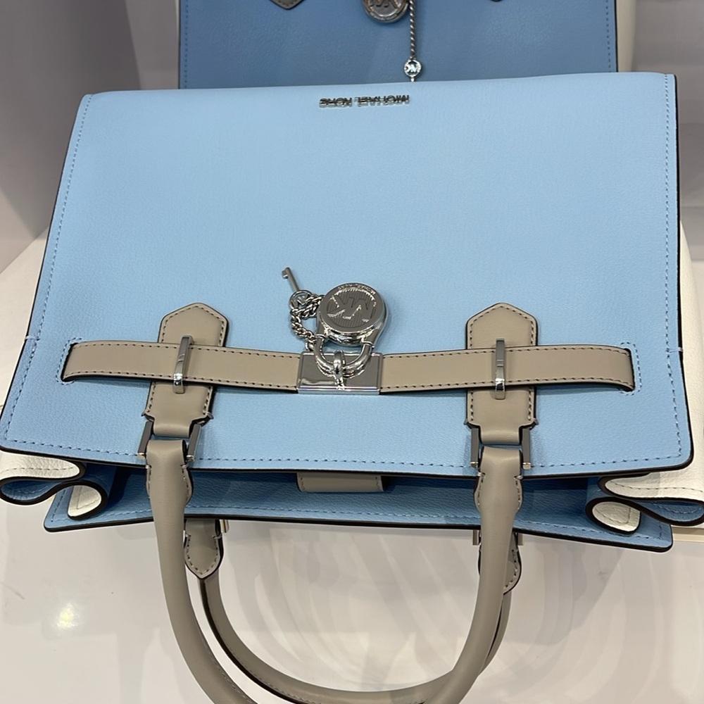 MICHAEL KORS Hamilton Medium Color-Block Leather Satchel
 LT SKY MLT
NWT - Picture 8 of 16